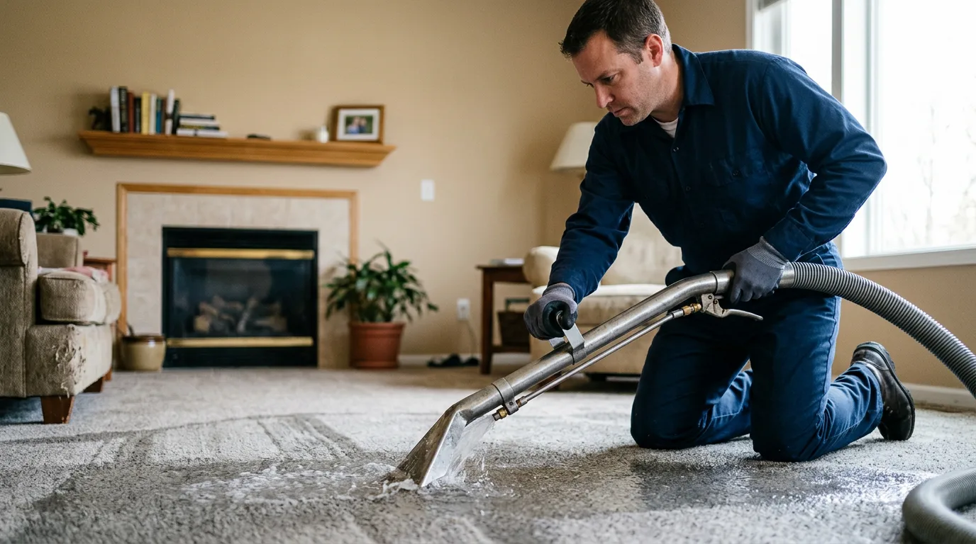 Water damage restoration technician working near Forestville, NY